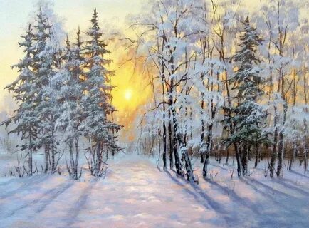 Зимний рассвет картина