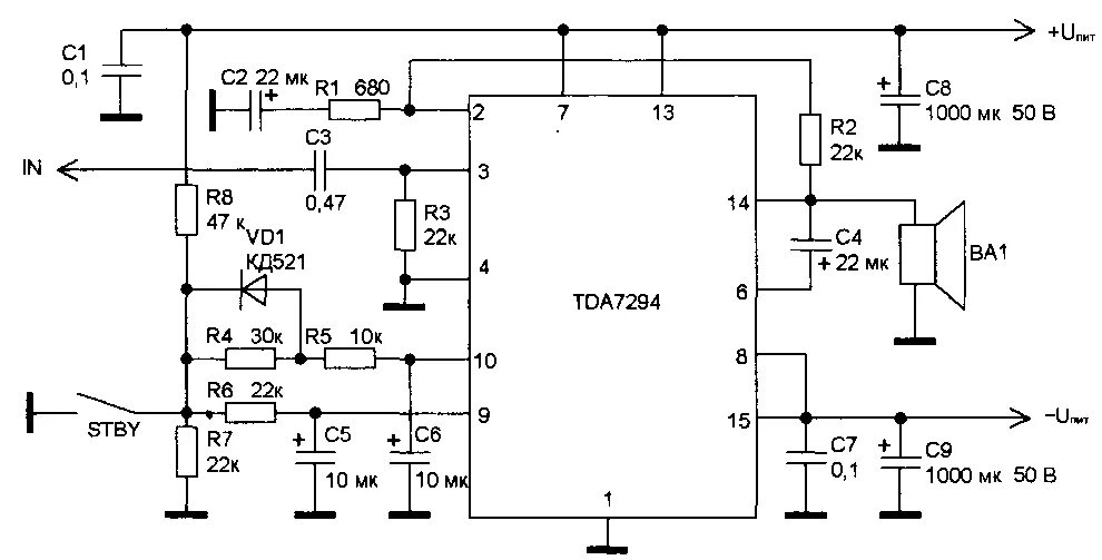 Унч на тда. Схема усилителя мощности на микросхеме tda7294. Tda7294 схема усилителя. Усилитель НЧ TDA 7294. Усилитель на микросхеме tda7294 схема печатная.