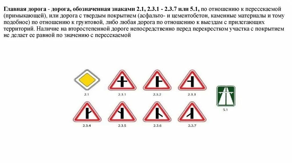 Тесты главной дороги. Дорога, обозначенная знаками 2.1, 2.3.1 - 2.3.7 или 5.1. Главная дорога это дорога обозначенная знаками. Знак 2.1 Главная дорога. Знаки Главная дорога 2.1 2.3.1 2.3.7.