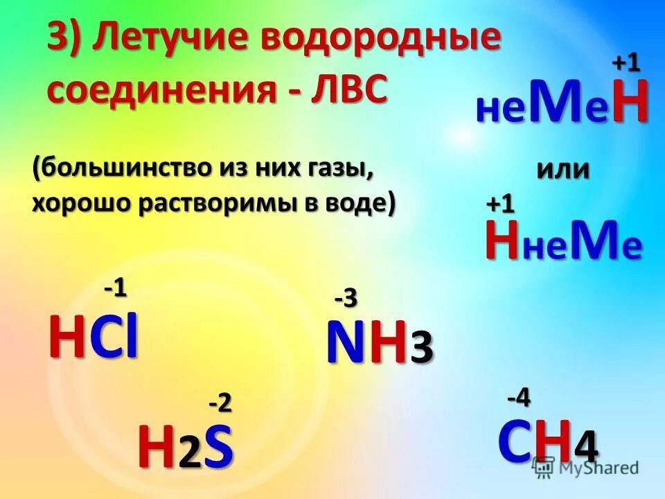 Валентность элемента в летучем водородном