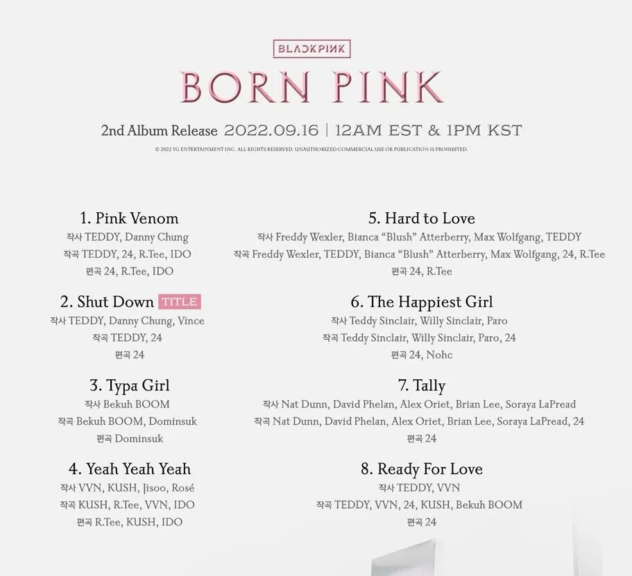 Список песней пинк. Блэк Пинк Борн Пинк. Born Pink BLACKPINK альбом. Born Pink Tracklist. BLACKPINK Треклист.