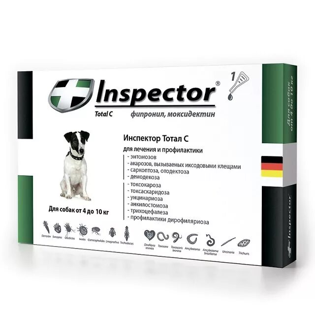 Инспектор до 4 кг. Inspector total c для собак от 4 до 10. инспектор капли для собак до 4 кг. таблетки от паразитов для щенков inspector. капли от блох клещей и глистов на холку для собак inspector до 4 кг.