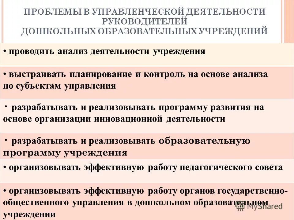 Problemi IV doshkolnix obrazovatelnix uchrejdeniy. Проблемы в ДОУ. Проблемы в дошкольных учреждениях. Проблемы в управленческой деятельности. Проблемы организации дошкольной организации