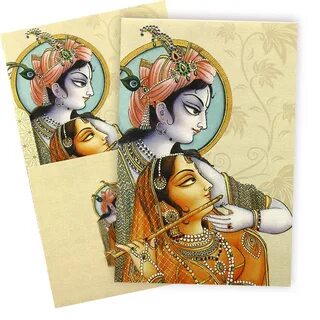 Grand Traditional Radha Krishna Wedding Card.