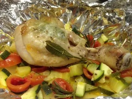 Запечь куриную голень с овощами