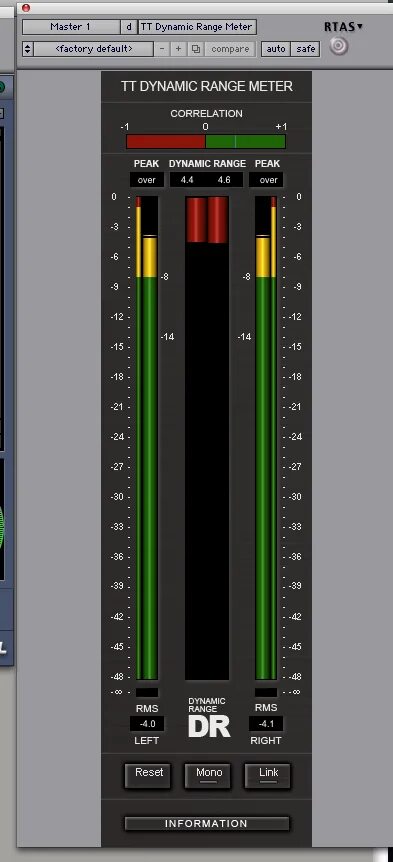 Meter range. Dynamic range meter. уровни rms. пики динамического диапазона. счетчик частоты &quot;peak 2850&quot;;.