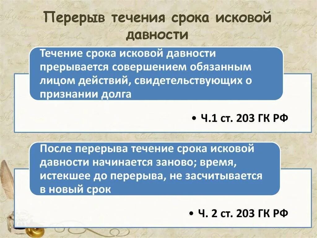 Основания и последствия перерыва срока исковой давности. Перерыв течения срока исковой давности. Прерывание течения срока исковой давности. Течение срока исковой давности прерывается. Исковая давность по земельному участку