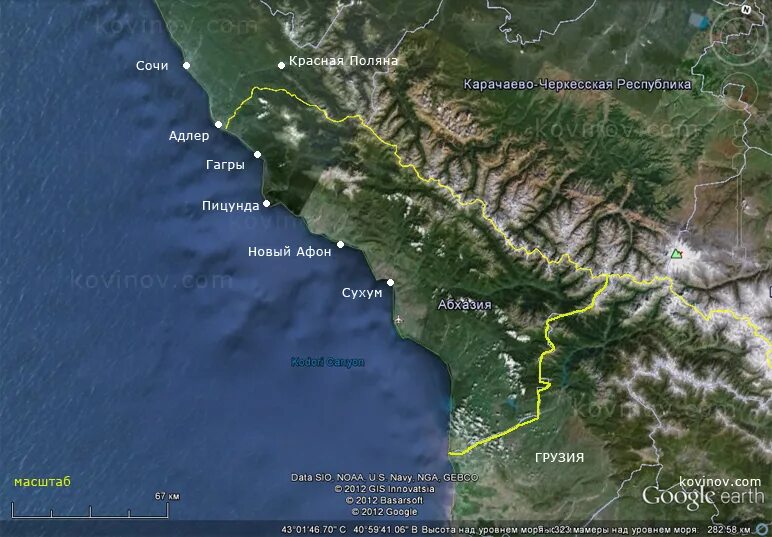 Сколько километров до сухуми. Гагра и Сухум на карте. Граница Сочи и Абхазии на карте. Карта Абхазии побережье от Гагры до Пицунды. Абхазия карта Сухум новый Афон.