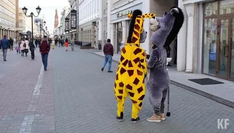 Люди в костюмах зверей