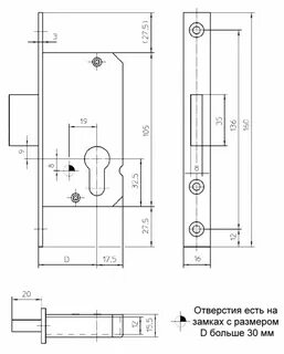 Чертеж замка двери