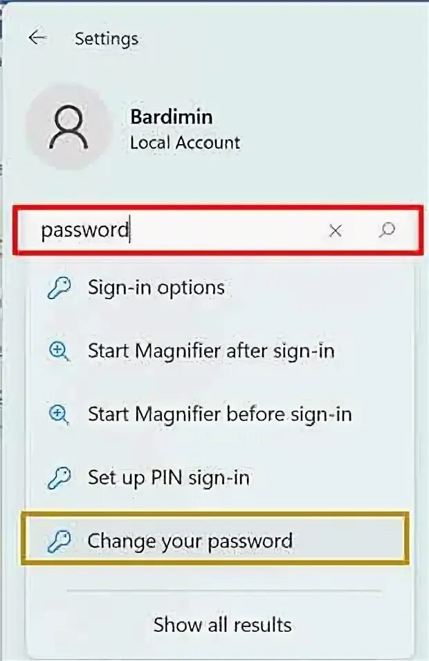 Password 11. Sign in options Screen.