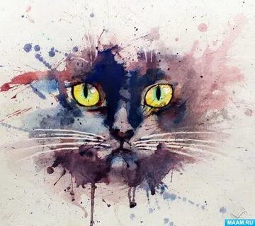 Как нарисовать кошку красками