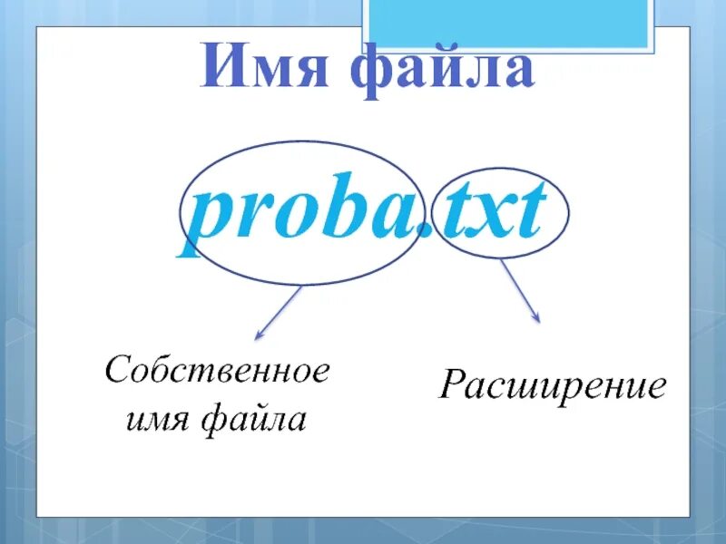 Собственное имя файла. Собственное имя файла и расширение. Собсвтенное имя файла этол. Proba имя файла.