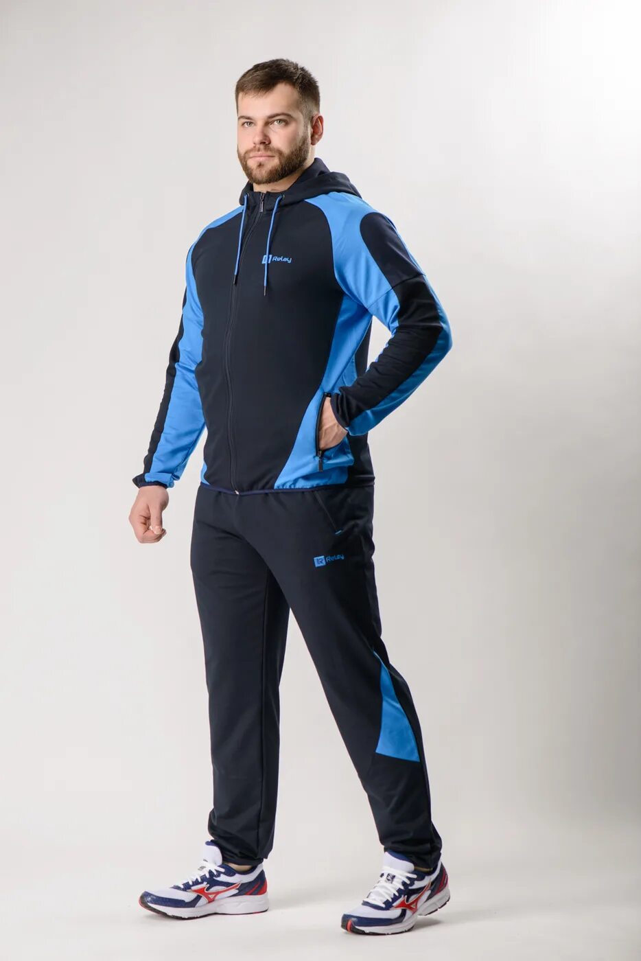 ZOGAA Men's Casual Sports Suit Gradient Stripes Suit Three Colors Optional Sport
