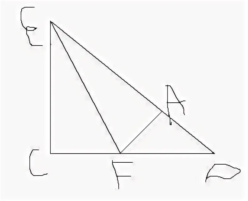 В прямоугольном треугольнике дсе с прямым