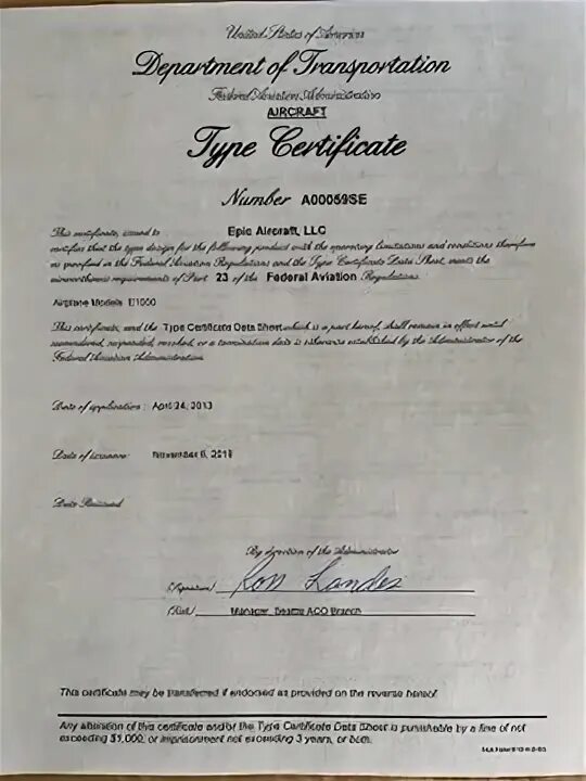 Type certificate. Сертификат FAA. FAA Type Certificate e4ce. Types of Certificates. Сертификат разработчика самолета Epic lt.