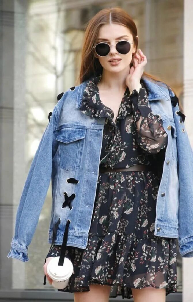 jean jacket half blue half black Cheap - OFF 71