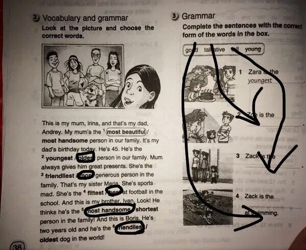 Grammar look at the picture and the Chart and complete the sentences ответы на задание. Look at the Chart. Choose the correct Words рабочая тетрадь 5 класс Комарова. My mum is person in the Family. Grammar and Vocabulary.