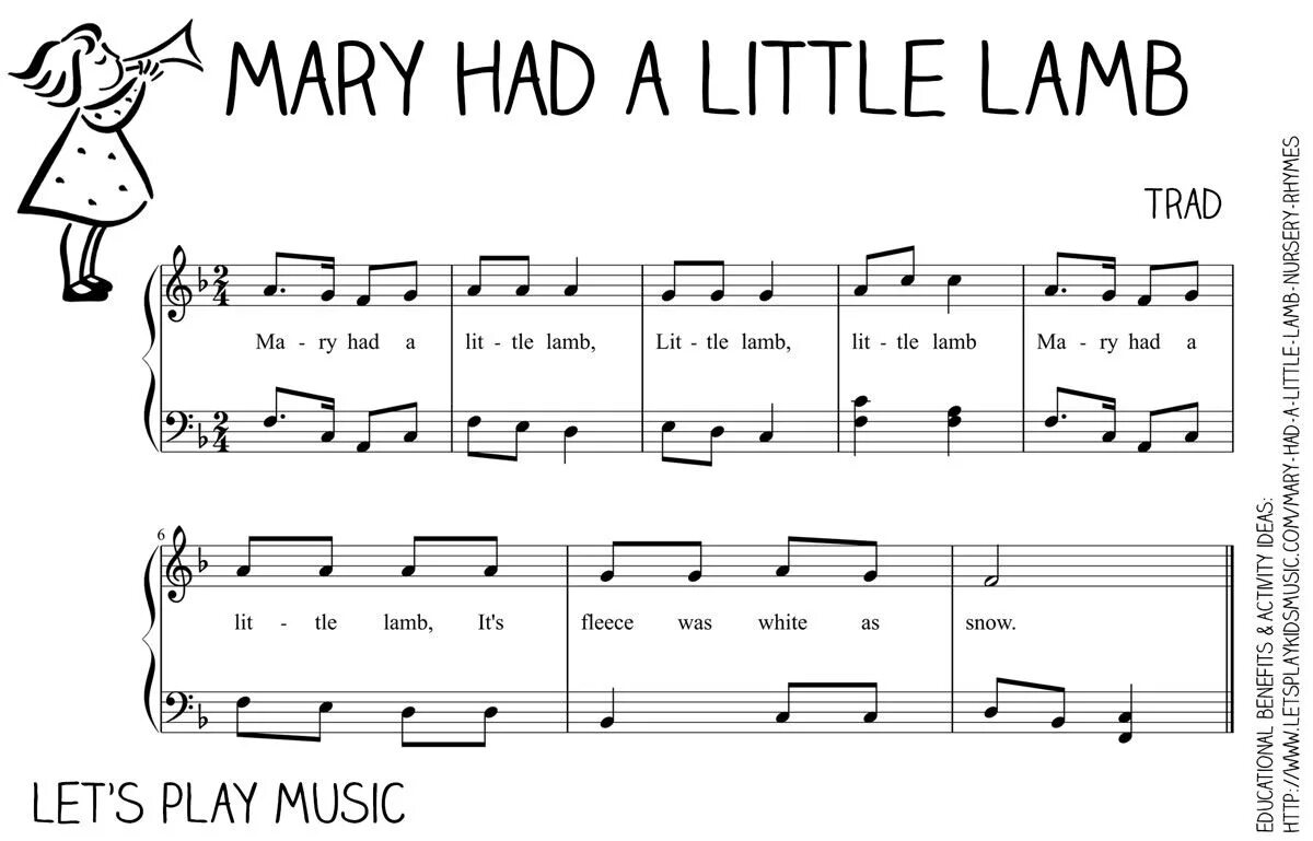 Английская песня little. Mary had a little Lamb Ноты для фортепиано. Mary had a little Lamb Ноты. Mary Lamb Ноты.