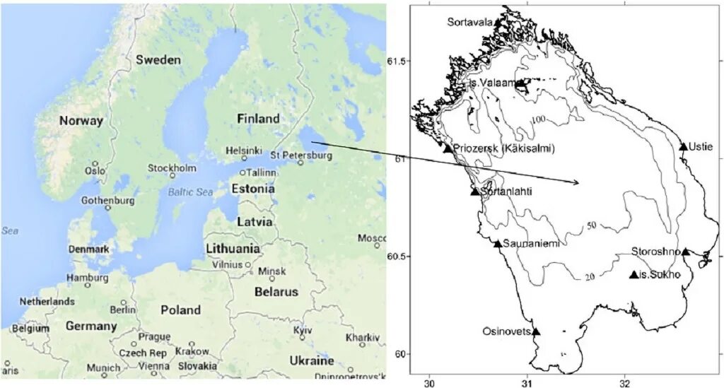 Прогноз погоды в сортавала на 10. Lake Ladoga on the Map. Максимальная глубина Ладожского озера на карте. Ладожское озеро и Балтийское море. Глубина Ладоги максимальная.