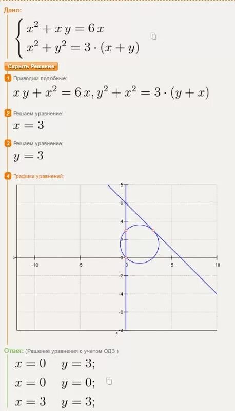 Решите графическую систему уравнений x y 3