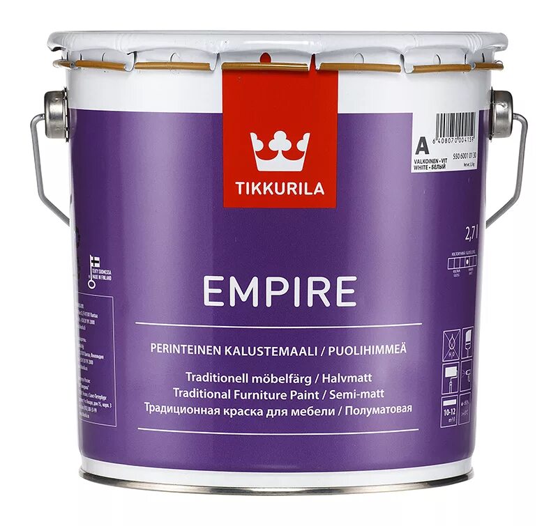 Краска алкидная Tikkurila Empire. Краска для мебели Тиккурила Empire. Тиксотропная краска для мебели Тиккурила. Tikkurila Empire 2.7 l.. Краски калуга купить