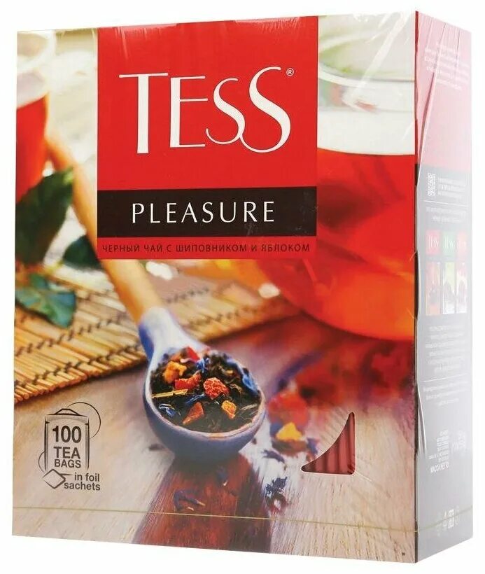 Черный чай с яблоком. Тесс Плэжа 100гр. Тесс Плэжа(1,5гх100п)чай пак.черн.доб.. Чай Tess pleasure 100 пакетиков. Чай черный Tess pleasure в пакетиках.