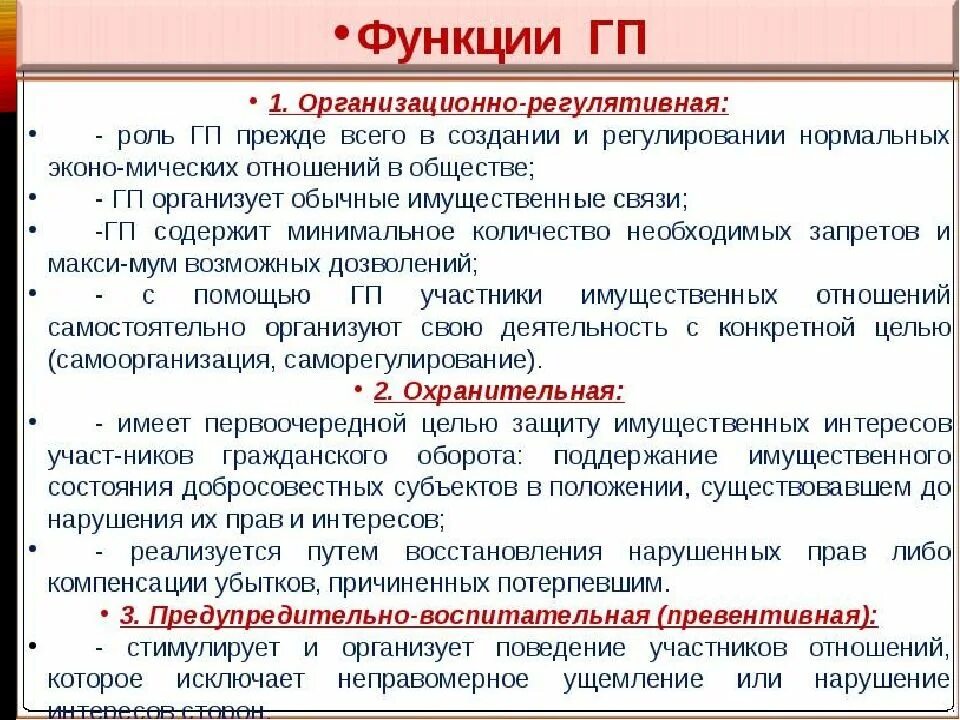 Функции законодательства рф. Функции гражданскоггоправа.