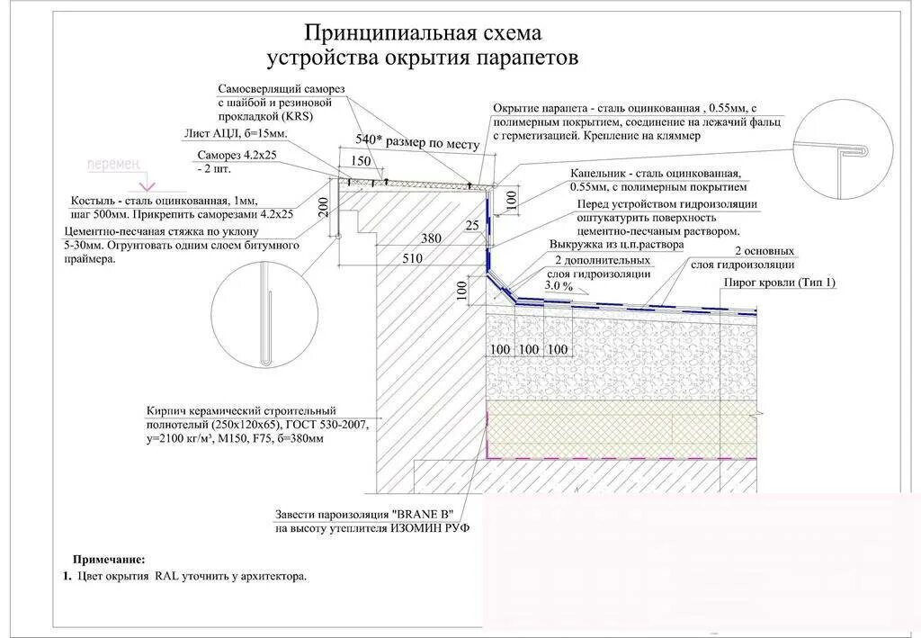 Парапет это в строительстве. Монтажная схема парапета кровля. Узел примыкания плоской кровли к парапету. Схема устройства кровельного покрытия плоской кровли. Узел примыкания гидроизоляции на балконе.