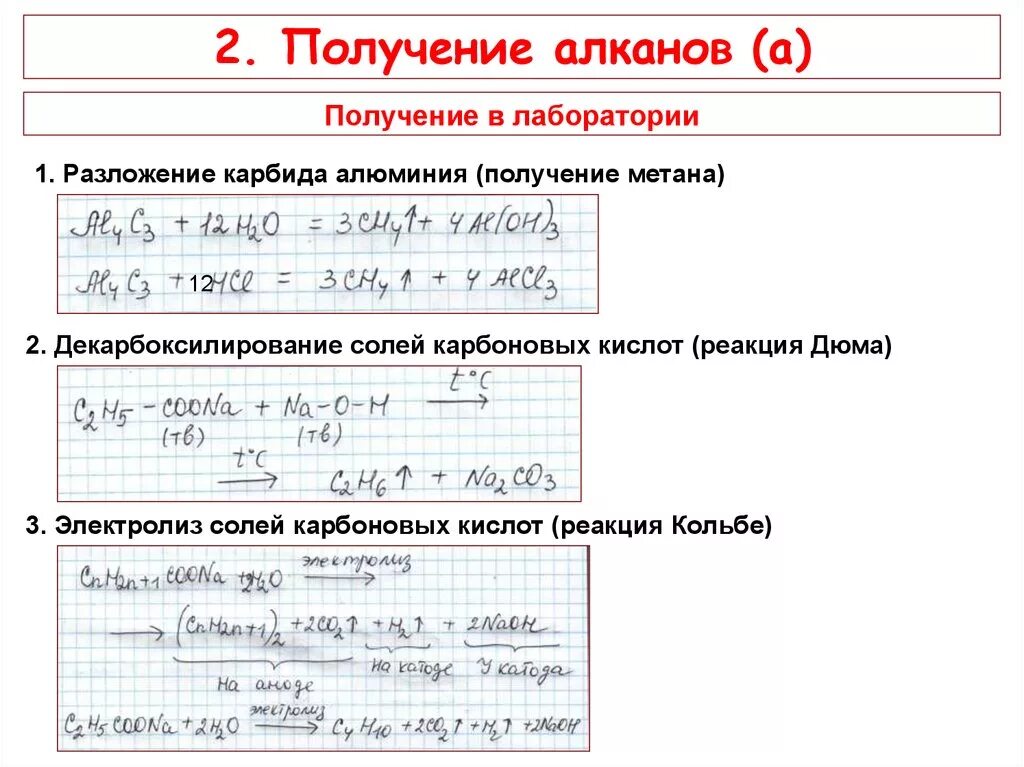 Получение алканов гидролиз карбида алюминия. Способы получения алканов органическая химия. Способы получения алканов таблица. Способы получения алканов 10. Получение уравнение реакции алканов