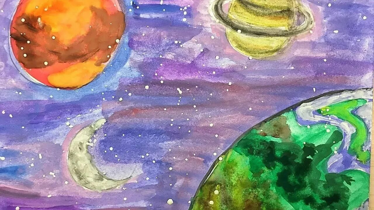 Рисование космос. Рисунок на тему космос. Рисование для детей космос. Рисунок на космическую тему. Рисунок космос для детей 2 класса