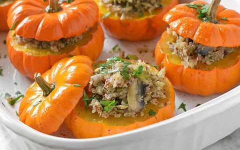 Тыква фаршированная мясом и овощами в духовке