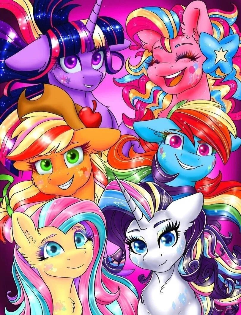 Пони Mane 6. My-little-Pony-фэндомы-Mane-6-MLP-Art-. Мой маленький пони Дружба это чудо.