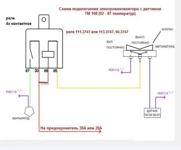Схема подключения вентилятора через датчик. Схема подключения вентилятора охлаждения Нива 2121 карбюратор. Схема подключения электровентилятора УАЗ. Схема подключения реле вентиляторов 2114. Схема включения вентиляторов Нива 2121.