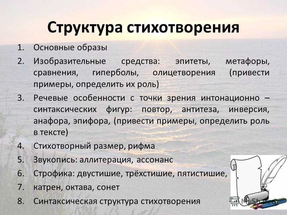 Анализ лирического произведения второй половины хх века. Структура стихотворения. Строение стиха. Строение стихотворения. Структурный анализ стихотворения.