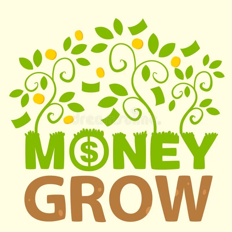 Grown txt. Money grow vector. Grow money.