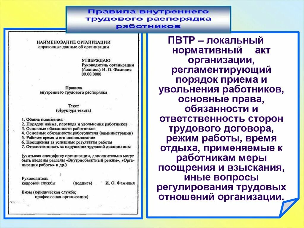 Внесение изменений правила внутреннего трудового