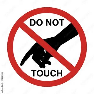 Do not touch sign with black hand isolated on white background vector.