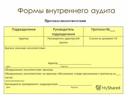Формы внутреннего аудита