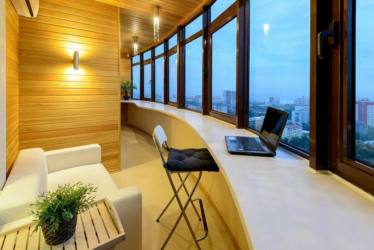 Красивые балконы в квартире. Лоджия в современном стиле. Дизайнерская отделка балкона. Интерьер балкона.