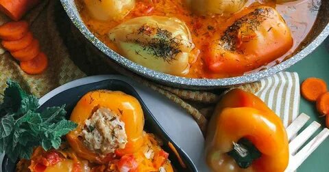 Фаршированные перцы с мясом и грибами