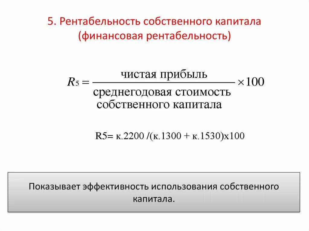 Финансовая рентабельность собственного капитала