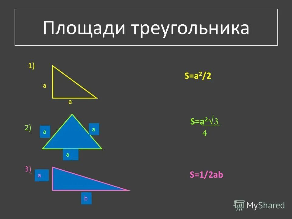 Площадь форма слова. Площадь треугольника. S треугольника. Площади всех треугольников. Форма площади треугольника.
