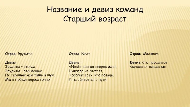 Названия отрядов и девизы. Название команды и девиз. Девиз для команды. Девиз отряда. Прикольные речевки