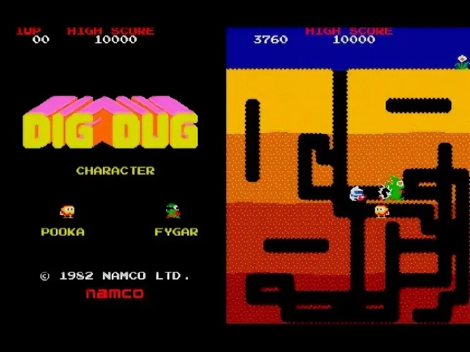 Dig here. Dig dug игра. dig dug (1982). namco high. arcade insert coin.