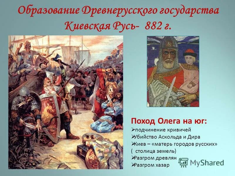 образование древнерусской государственности. киев 882 г. 882 – 912 княжение олега в киеве. кто завоевал киев.