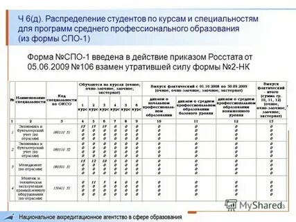 Спо 1 форма отчета