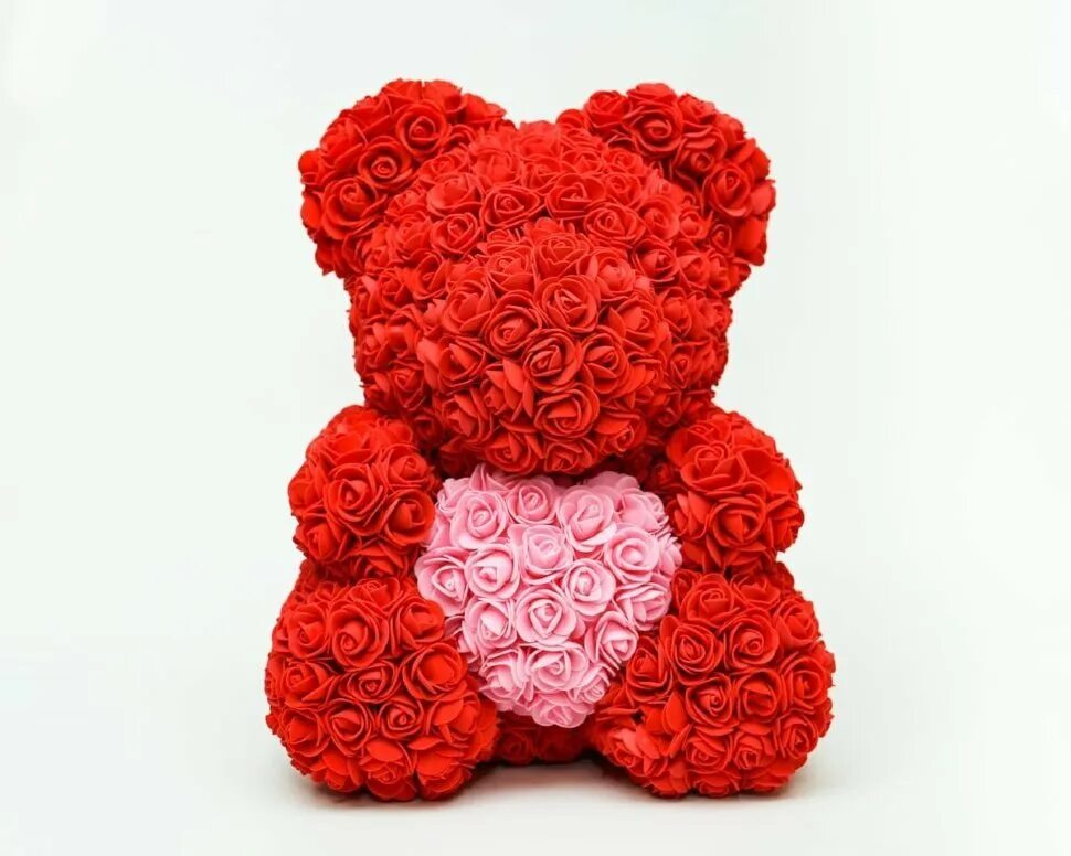 Медведь из розочек. Мишка из роз 40 см. красный. Мишки из Фоамирановых роз. Мишка из цветов.