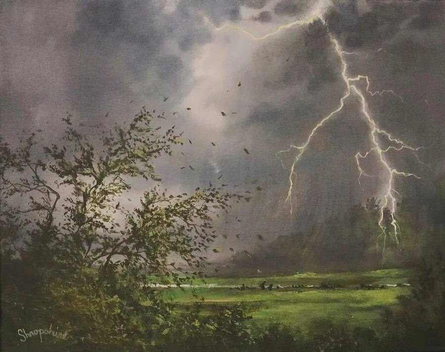 Дождик ветер гром ухо. Художник , Tom Shropshire. Tom Shropshire картины. Гроза в живописи.