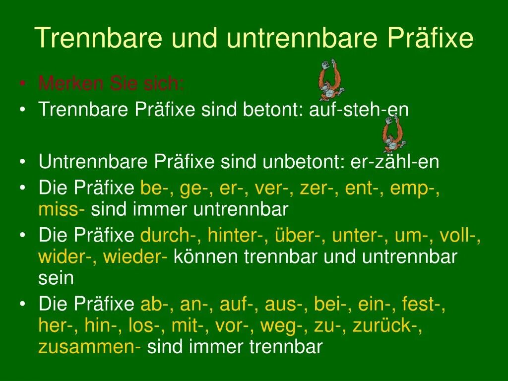 Внимание на немецком языке. Trennbare und untrennbare Verben немецкий. Trennbare Verben в немецком языке. Trennbare Verben упражнения. Trennbare Präfixe в немецком языке.